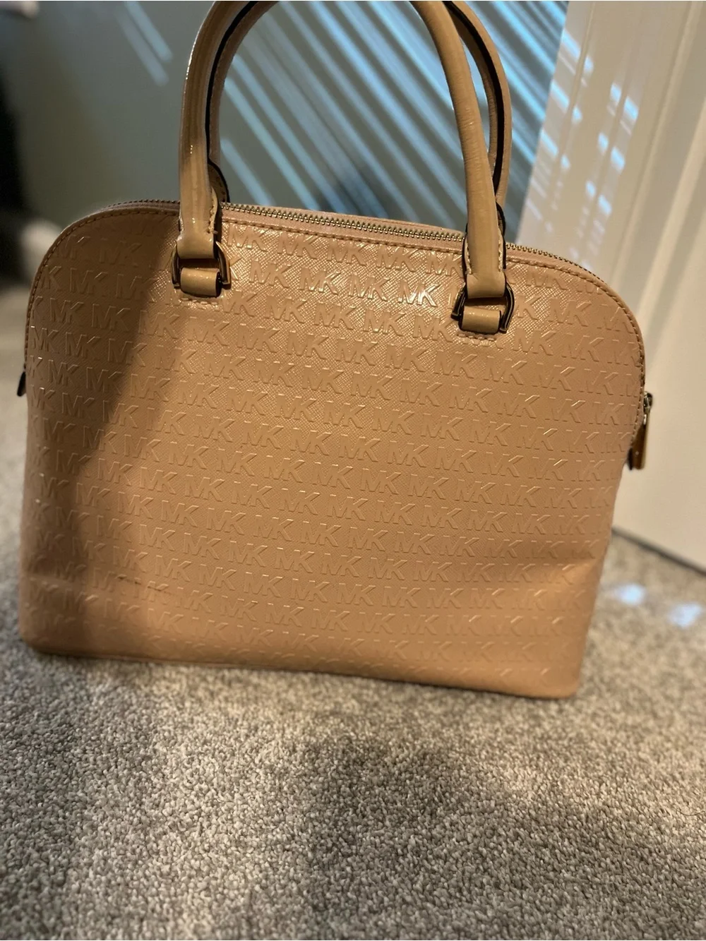 Michael Kors Nude Beige Embossed Dome Satchel
